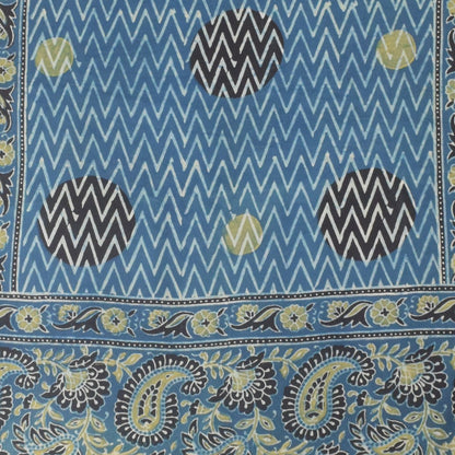 Ajrakh Modal Silk Natural Dye Hand Block Print Stole With Tassels - 2 Mtr Length    -  SKU : EK11A01D