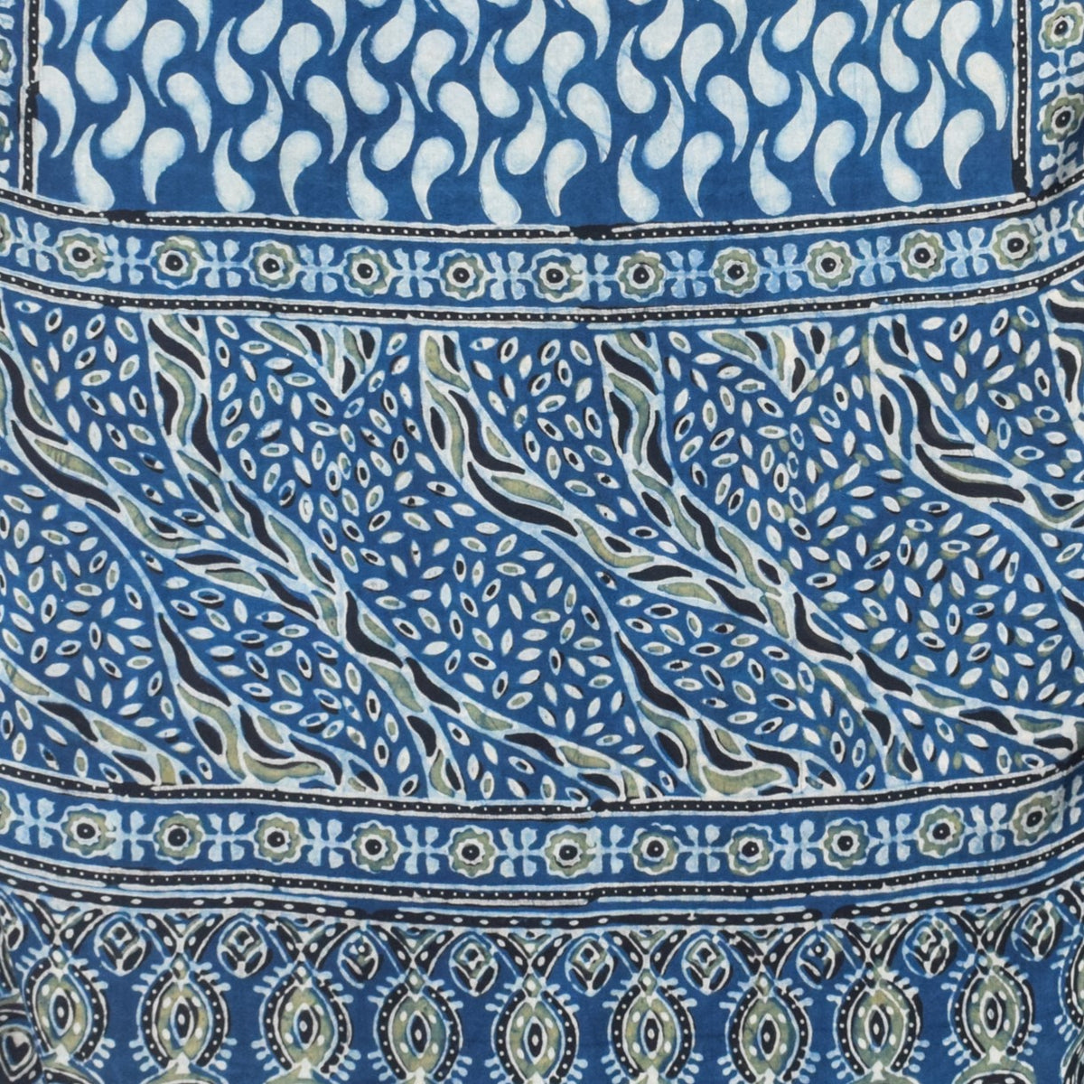 Ajrakh Modal Silk Natural Dye Hand Block Print Stole With Tassels - 2 Mtr Length   -  SKU : EK28901O