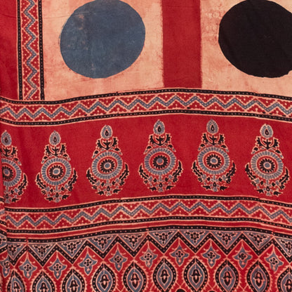 Ajrakh Modal Silk Natural Dye Hand Block Print Stole With Tassels - 2 Mtr Length    -  SKU : MS12A01R