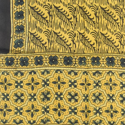 Ajrakh Modal Silk Natural Dye Hand Block Print Stole With Tassels - 2 Mtr Length   -  SKU : AI27803G