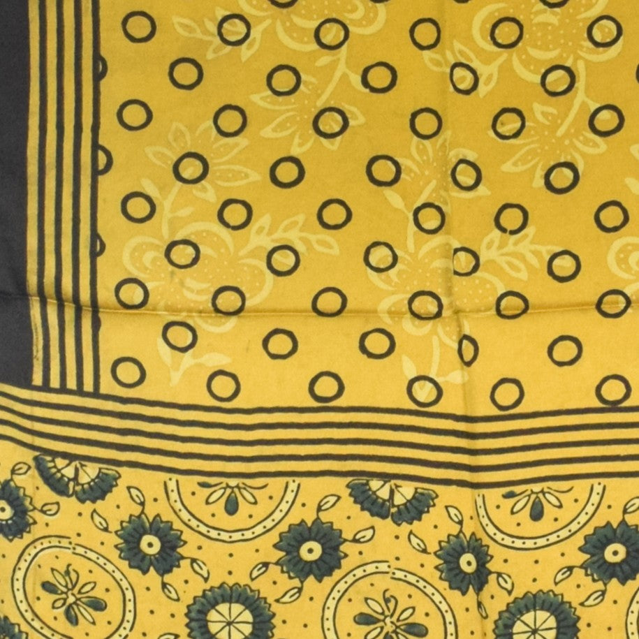 Ajrakh Modal Silk Natural Dye Hand Block Print Stole With Tassels - 2 Mtr Length   -  SKU : AI27803M