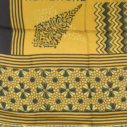Ajrakh Modal Silk Natural Dye Hand Block Print Stole With Tassels - 2 Mtr Length   -  SKU : AI27803Q
