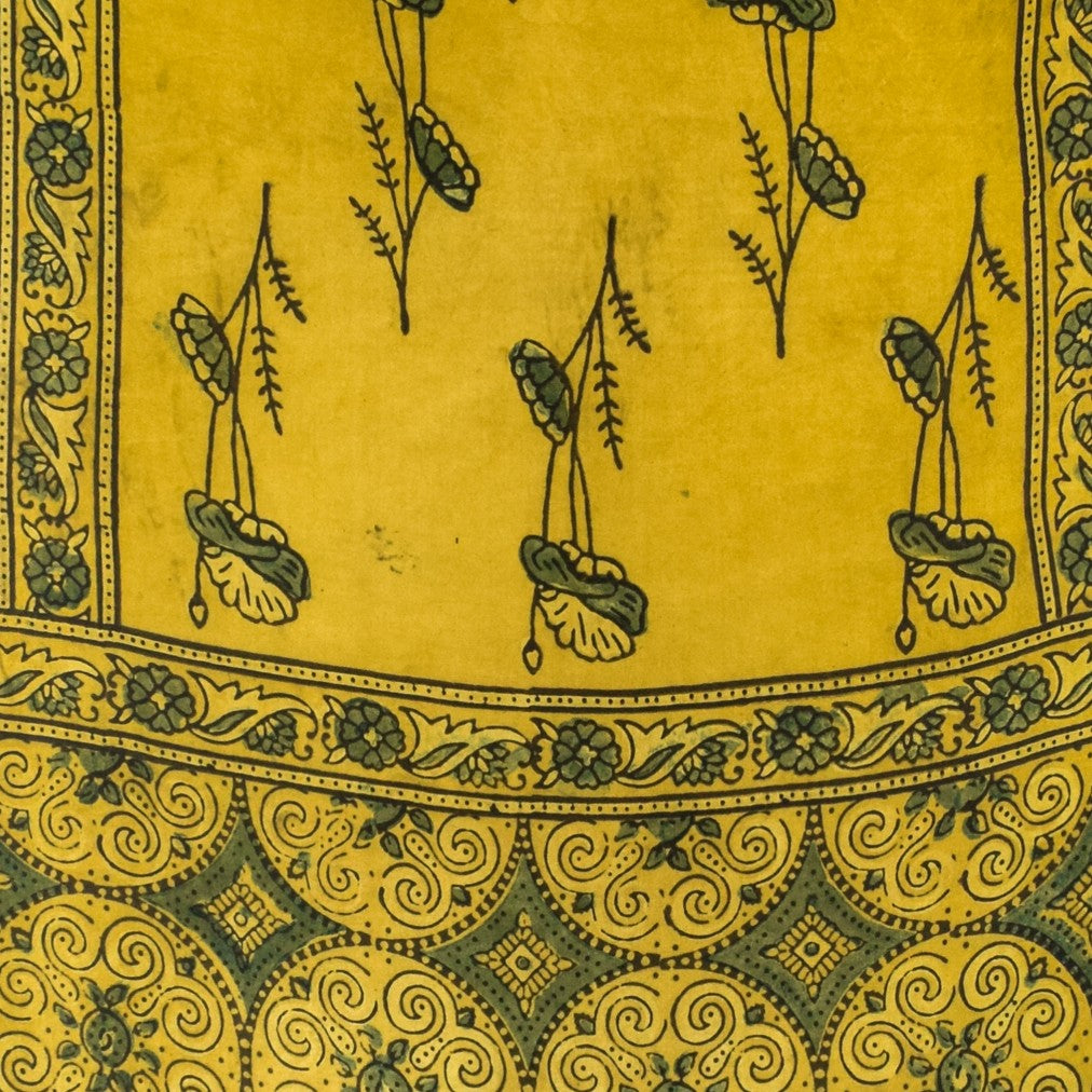 Ajrakh Modal Silk Natural Dye Hand Block Print Stole With Tassels - 2 Mtr Length    -  SKU : EK11A01X