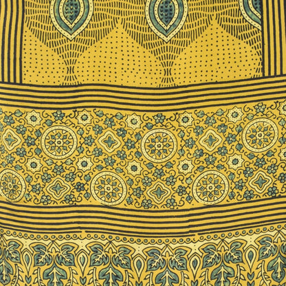 Ajrakh Modal Silk Natural Dye Hand Block Print Stole With Tassels - 2 Mtr Length   -  SKU : EK28901A