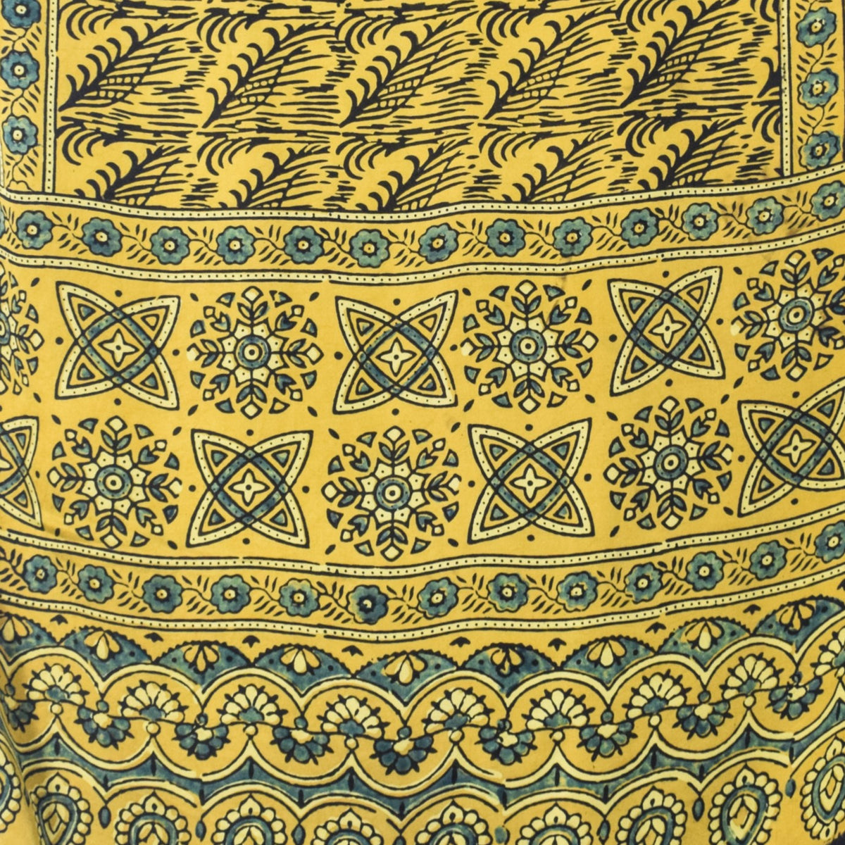 Ajrakh Modal Silk Natural Dye Hand Block Print Stole With Tassels - 2 Mtr Length   -  SKU : EK28901B