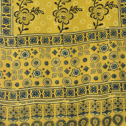 Ajrakh Modal Silk Natural Dye Hand Block Print Stole With Tassels - 2 Mtr Length   -  SKU : EK28901C