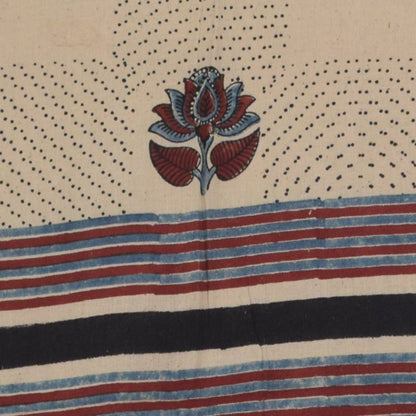 Ajrakh Kala Cotton Natural Dye Hand Block Print Stole With Tassels - 2 Mtr Length    -  SKU : EK26801A