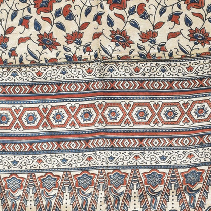 Ajrakh Mashru Silk Natural Dye Three Colour Print | 3 Kam | Screen Print Hand Printed Stole  - 2.1 Mtr Length   -  SKU : JH09A0AB