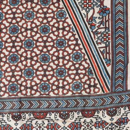 Ajrakh Mashru Silk Natural Dye Screen Print Hand Printed Stole  - 2.1 Mtr Length    -  SKU : JH2560AB