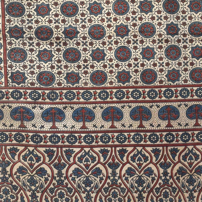Ajrakh Mashru Silk Natural Dye Three Colour Print | 3 Kam | Screen Hand Printed Stole  - 2.1 Mtr Length   -  SKU : JH29701D