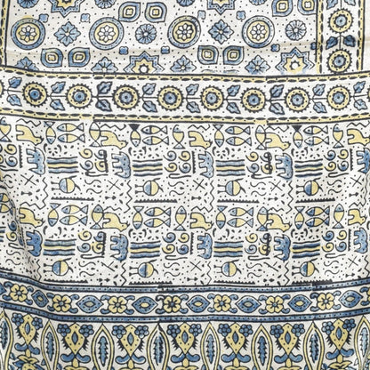 Ajrakh Mashru Silk Natural Dye Hand Block Print Stole With Tassels - 2 Mtr Length   -  SKU : AI07701U