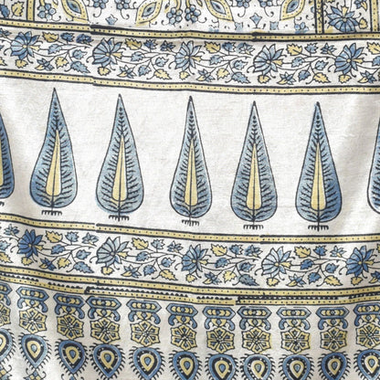 Ajrakh Mashru Silk Natural Dye Hand Block Print Stole With Tassels - 2 Mtr Length   -  SKU : AI0770AA