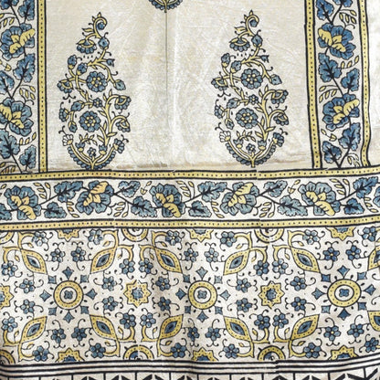 Ajrakh Mashru Silk Natural Dye Hand Block Print Stole With Tassels - 2 Mtr Length   -  SKU : AI0770AY