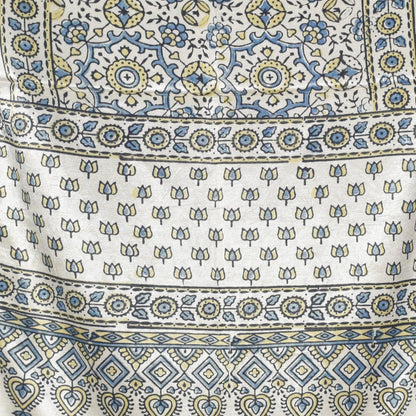 Ajrakh Mashru Silk Natural Dye Hand Block Print Stole With Tassels - 2 Mtr Length   -  SKU : AI0770BC