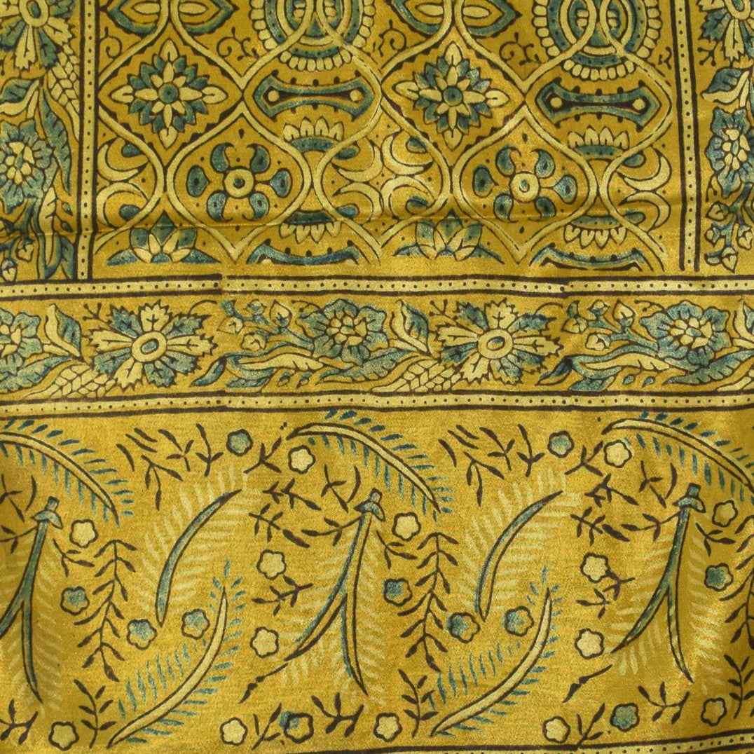 Ajrakh Mashru Silk Natural Dye Hand Block Print Stole With Tassels - 2 Mtr Length   -  SKU : AI0770AC