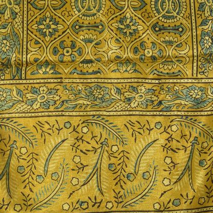 Ajrakh Mashru Silk Natural Dye Hand Block Print Stole With Tassels - 2 Mtr Length   -  SKU : AI0770AC