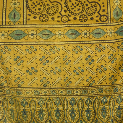 Ajrakh Mashru Silk Natural Dye Hand Block Print Stole With Tassels - 2 Mtr Length   -  SKU : AI0770BE