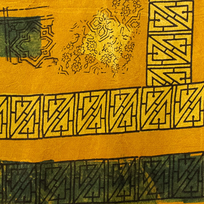Ajrakh Mashru Silk Natural Dye Hand Block Print Stole With Tassels - 2 Mtr Length    -  SKU : MS19701C
