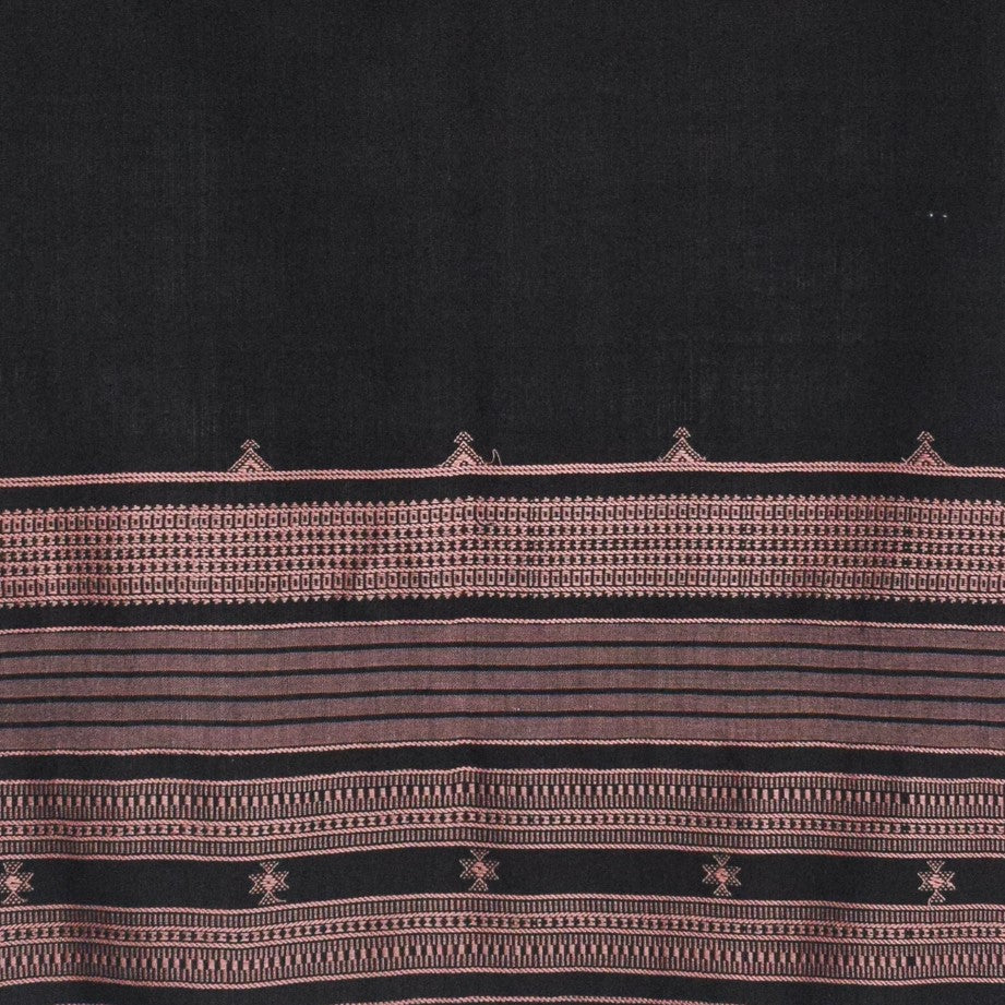 Handloom Woven Kala Cotton Patterned Weaving Stole with Tassels - 2.1 Mtr Length    -  SKU : DB05A01E