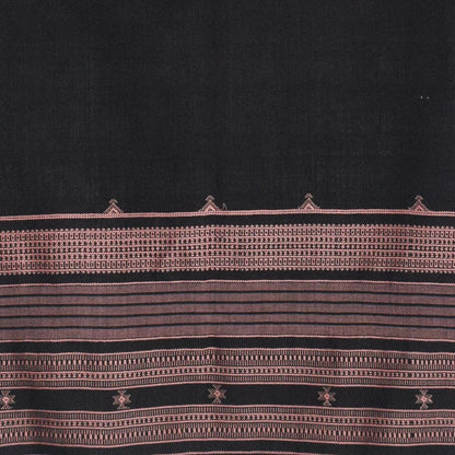 Handloom Woven Kala Cotton Patterned Weaving Stole with Tassels - 2.1 Mtr Length    -  SKU : DB05A01E