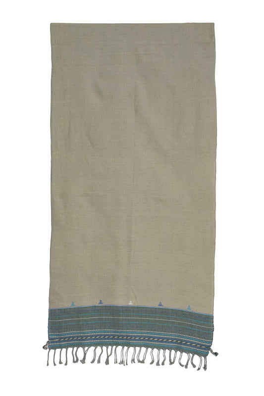 Handloom Woven Kala Cotton Patterned Weaving Stole with Tassels - 2.1 Mtr Length    -  SKU : DB05A01C