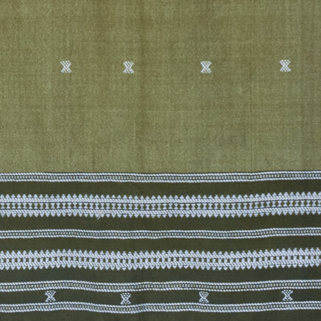 Handloom Woven Kala Cotton Patterned Weaving Stole with Tassels - 2.1 Mtr Length    -  SKU : DB09101A