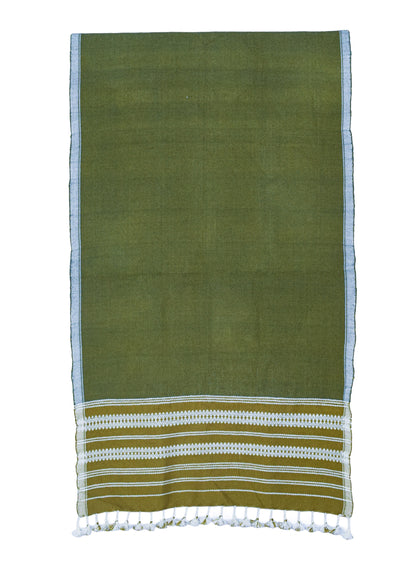 Handloom Woven Kala Cotton Patterned Weaving Stole with Tassels - 2.1 Mtr Length    -  SKU : DB09101F