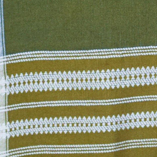 Handloom Woven Kala Cotton Patterned Weaving Stole with Tassels - 2.1 Mtr Length    -  SKU : DB09101F