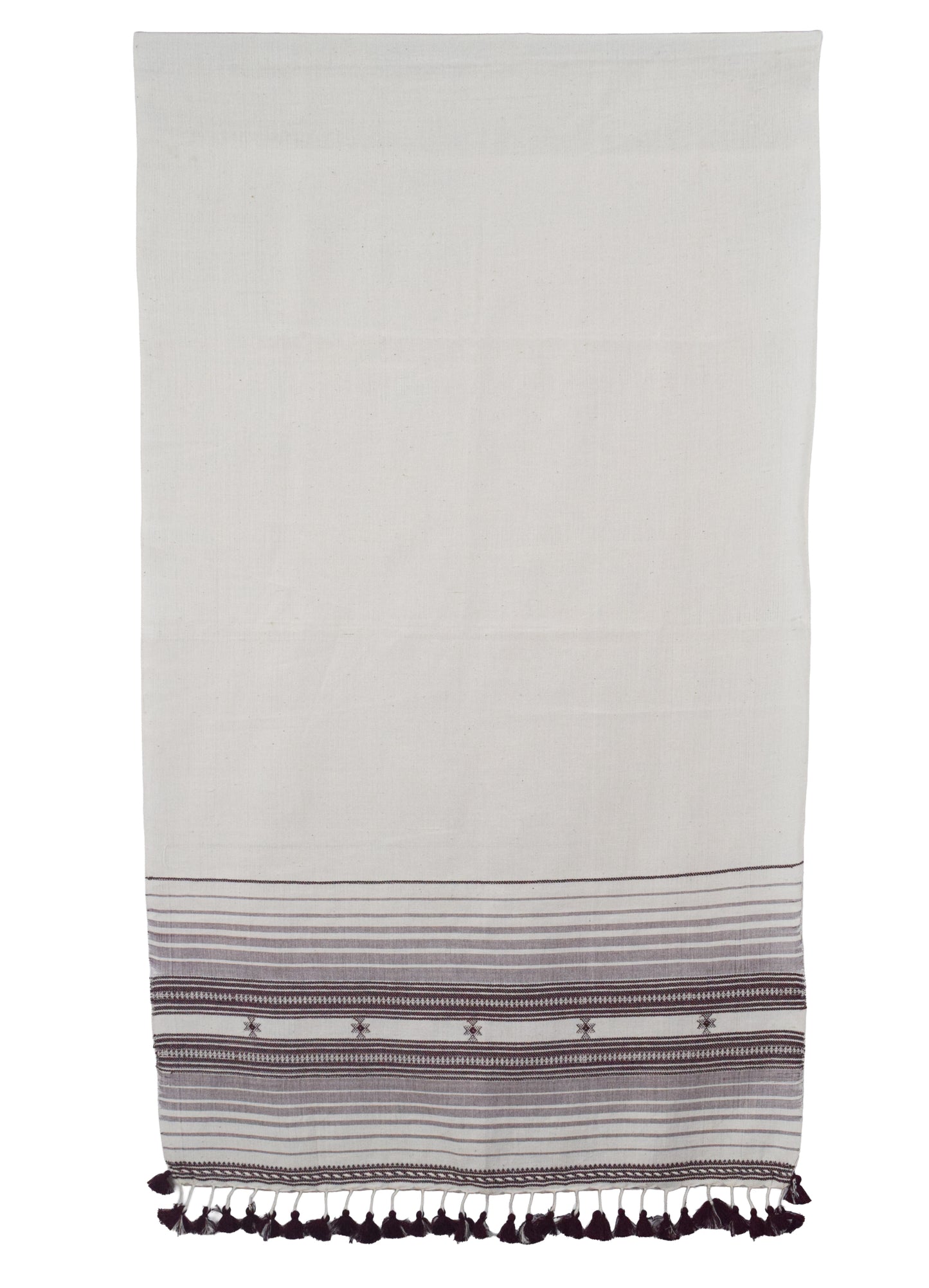 Handloom Woven Kala Cotton Patterned Weaving Stole with Tassels - 2.1 Mtr Length    -  SKU : DB05A01B