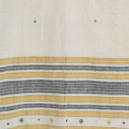 Weaving Design Kala Cotton Small Mirror Work Stole with Tassels - 2.1 Mtr Length    -  SKU : DB05A02A