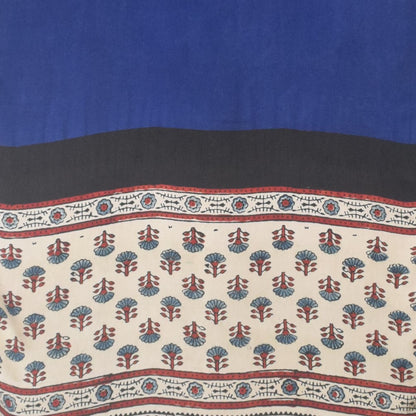 Ajrakh Modal Silk Part Natural Dye Half Plain Dyeing Hand Block Print Stole With Tassels - 2.1 Mtr Length    -  SKU : AI26902H
