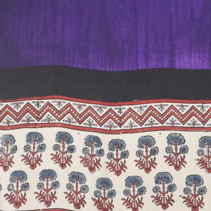 Ajrakh Modal Silk Part Natural Dye Half Plain Dyeing Hand Block Print Stole With Tassels - 2.1 Mtr Length    -  SKU : AI26902K