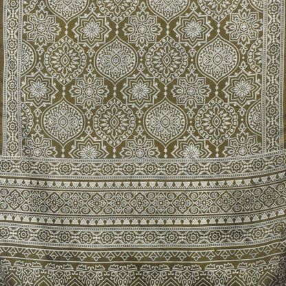 Ajrakh Mashru Silk Screen Print Hand Printed Stole  - 2.1 Mtr Length    -  SKU : JH26101E