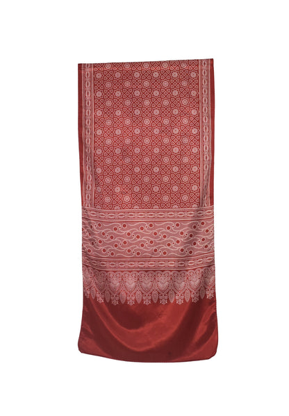 Ajrakh Mashru Silk Screen Print Hand Printed Stole  - 2.1 Mtr Length    -  SKU : JH26101A