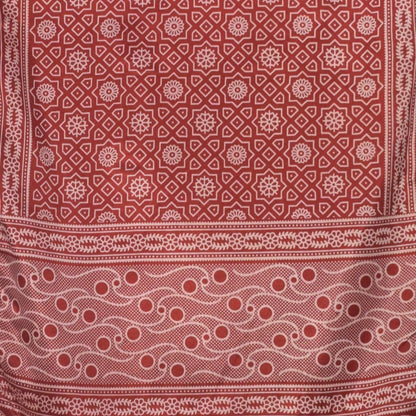Ajrakh Mashru Silk Screen Print Hand Printed Stole  - 2.1 Mtr Length    -  SKU : JH26101A