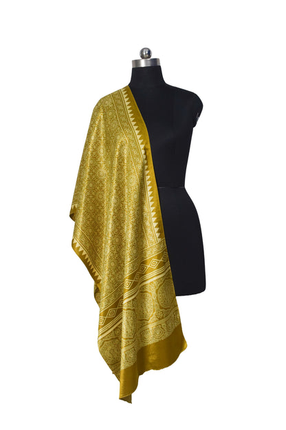 Ajrakh Mashru Silk Screen Print Hand Printed Stole  - 2.1 Mtr Length    -  SKU : JH26101B