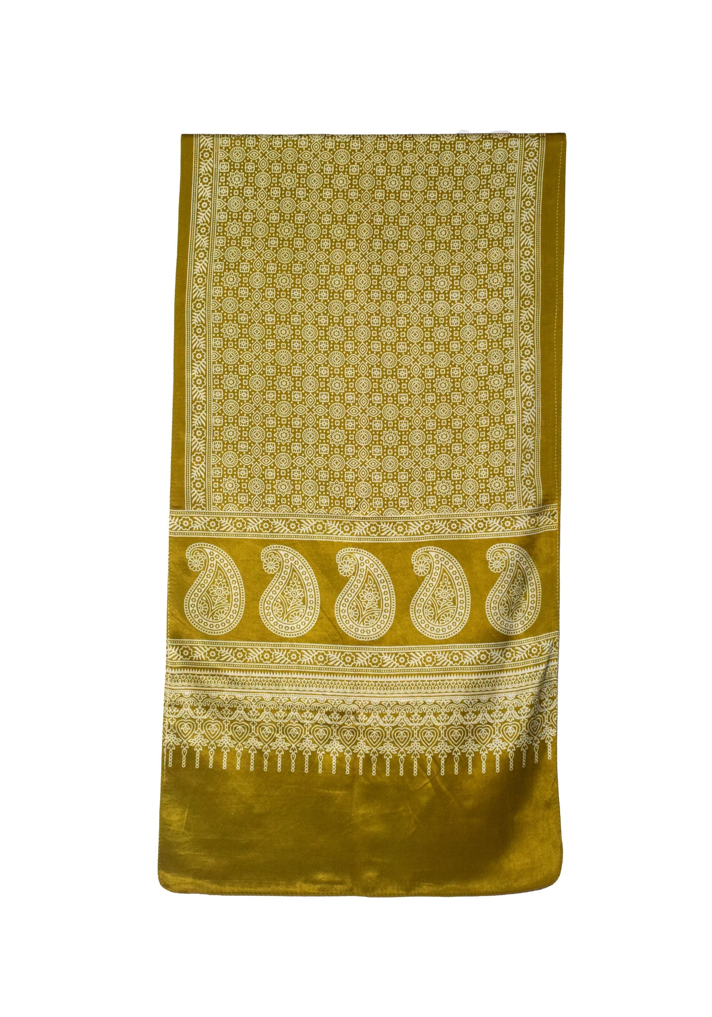 Ajrakh Mashru Silk Screen Print Hand Printed Stole  - 2.1 Mtr Length    -  SKU : JH26101C