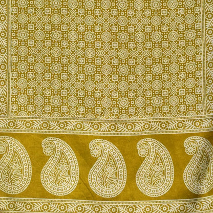 Ajrakh Mashru Silk Screen Print Hand Printed Stole  - 2.1 Mtr Length    -  SKU : JH26101C