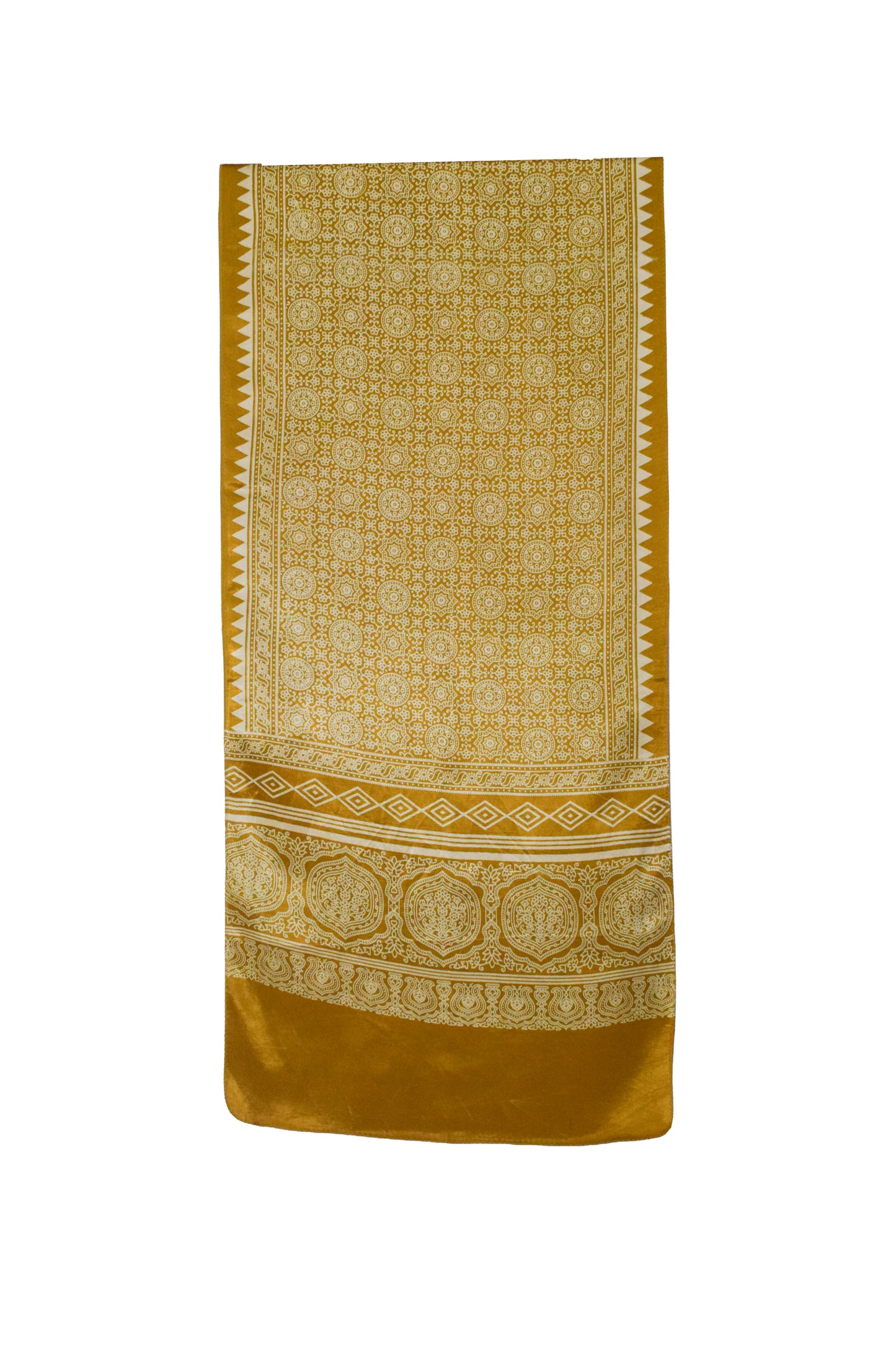 Ajrakh Mashru Silk Screen Print Hand Printed Stole  - 2.1 Mtr Length    -  SKU : JH26101H