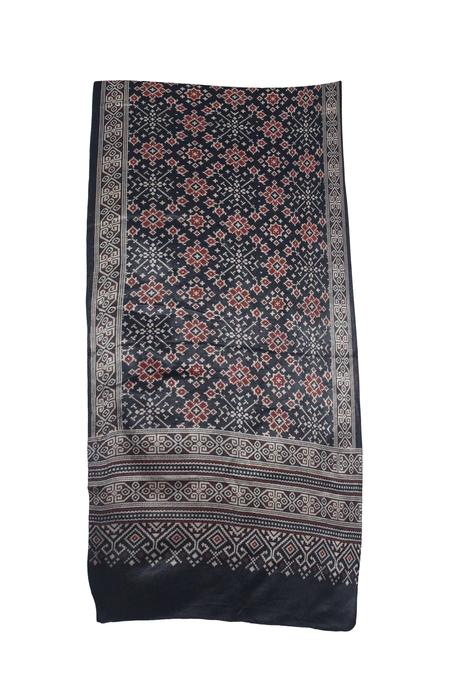 Patola Print Mashru Silk Three Colour Print ( 3 Kam ) Screen Print Stole  - 2.1 Mtr Length    -  SKU : JH24201F