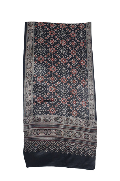 Patola Print Mashru Silk Three Colour Print ( 3 Kam ) Screen Print Stole  - 2.1 Mtr Length    -  SKU : JH24201F
