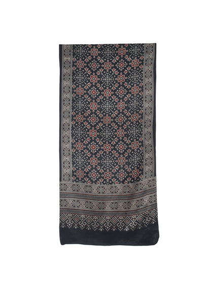 Patola Print Mashru Silk Three Colour Print ( 3 Kam ) Screen Print Stole  - 2.1 Mtr Length    -  SKU : JH26102A