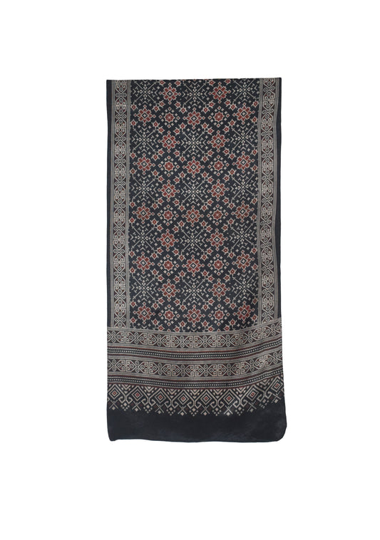 Patola Print Mashru Silk Three Colour Print ( 3 Kam ) Screen Print Stole  - 2.1 Mtr Length    -  SKU : JH26102A