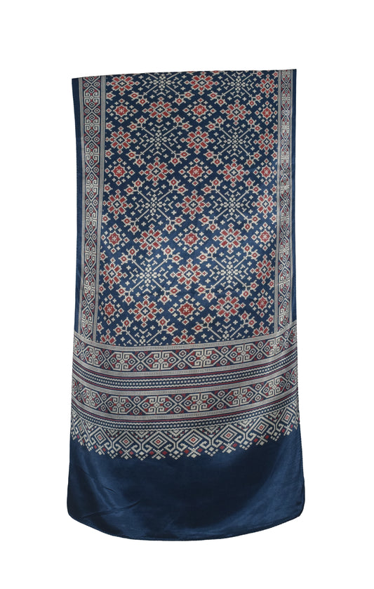 Patola Print Mashru Silk Three Colour Print ( 3 Kam ) Screen Print Stole  - 2.1 Mtr Length    -  SKU : JH24201C