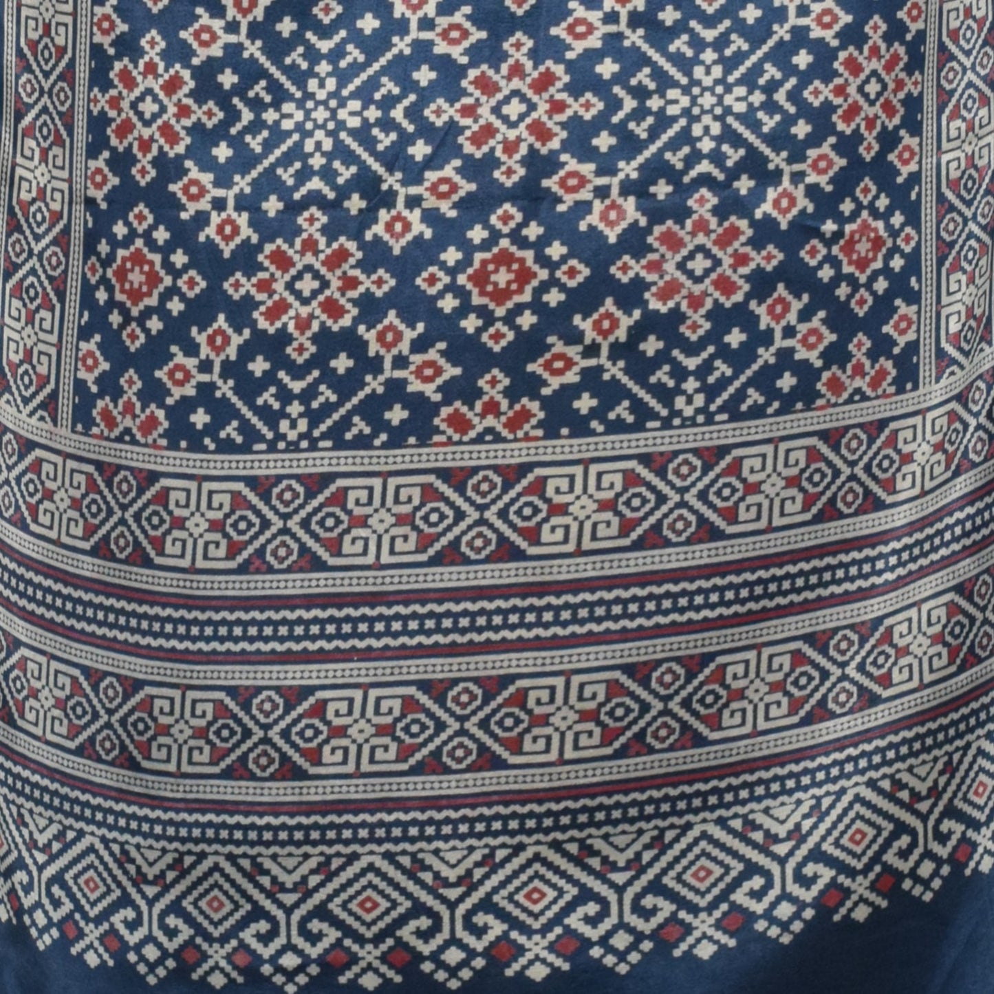 Patola Print Mashru Silk Three Colour Print ( 3 Kam ) Screen Print Stole  - 2.1 Mtr Length    -  SKU : JH24201C