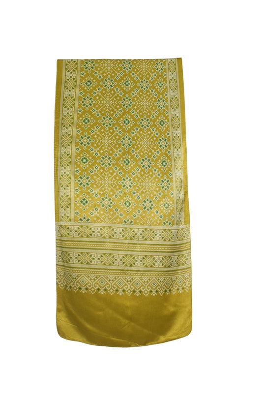 Patola Print Mashru Silk Three Colour Print ( 3 Kam ) Screen Print Stole  - 2.1 Mtr Length    -  SKU : JH24201D