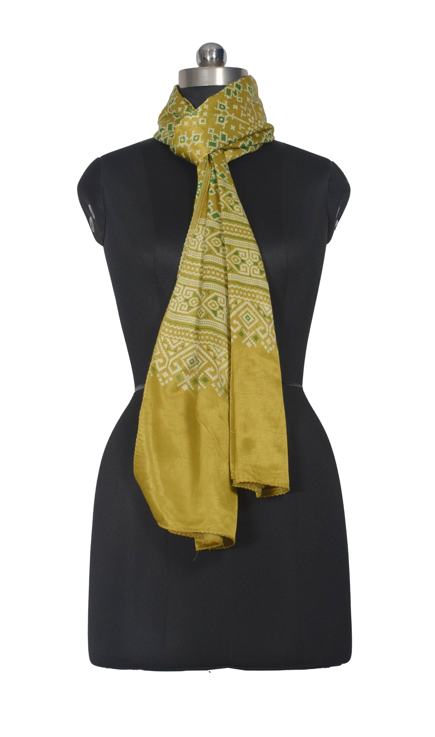 Patola Print Mashru Silk Three Colour Print ( 3 Kam ) Screen Print Stole  - 2.1 Mtr Length    -  SKU : JH24201D