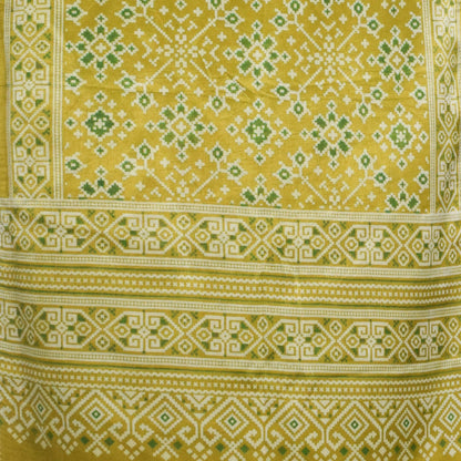 Patola Print Mashru Silk Three Colour Print ( 3 Kam ) Screen Print Stole  - 2.1 Mtr Length    -  SKU : JH24201D