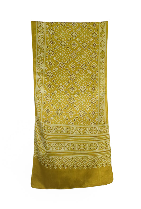 Patola Print Mashru Silk Three Colour Print ( 3 Kam ) Screen Print Stole  - 2.1 Mtr Length    -  SKU : JH24201A
