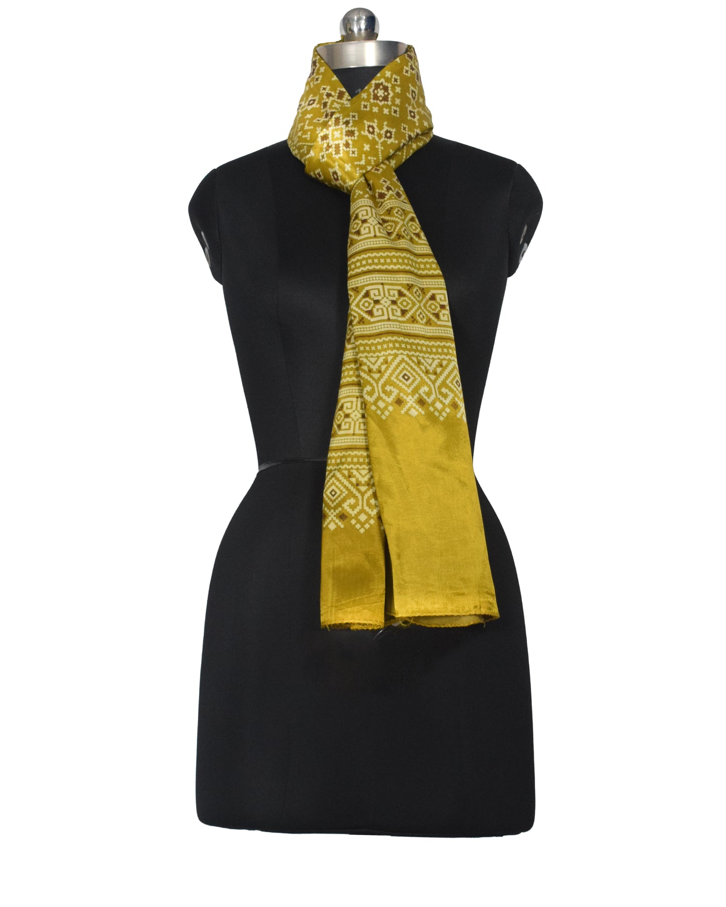 Patola Print Mashru Silk Three Colour Print ( 3 Kam ) Screen Print Stole  - 2.1 Mtr Length    -  SKU : JH24201A